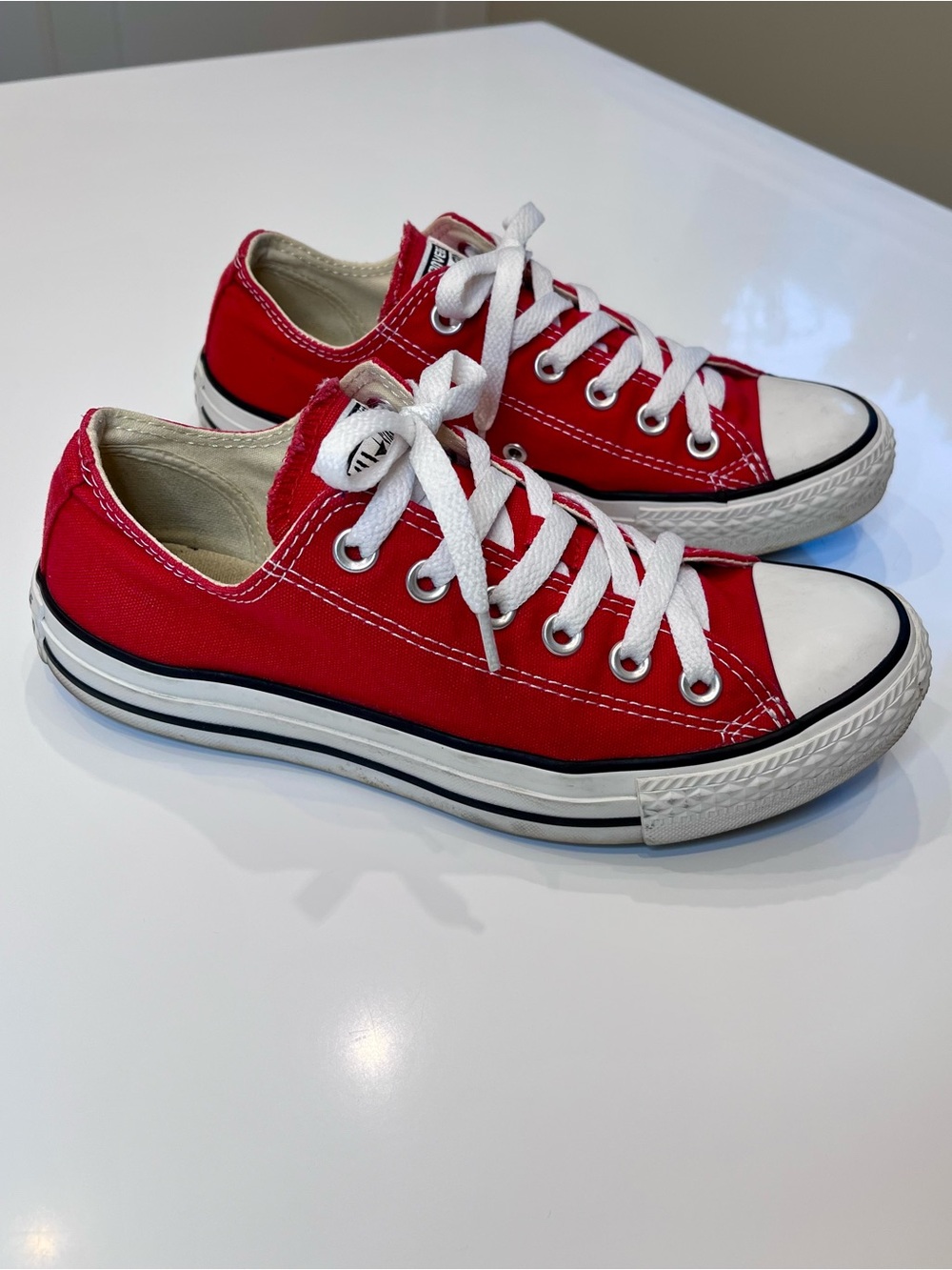 Converse Red All Star Low Top Canvas Sneakers with White Accents (M5/W7)